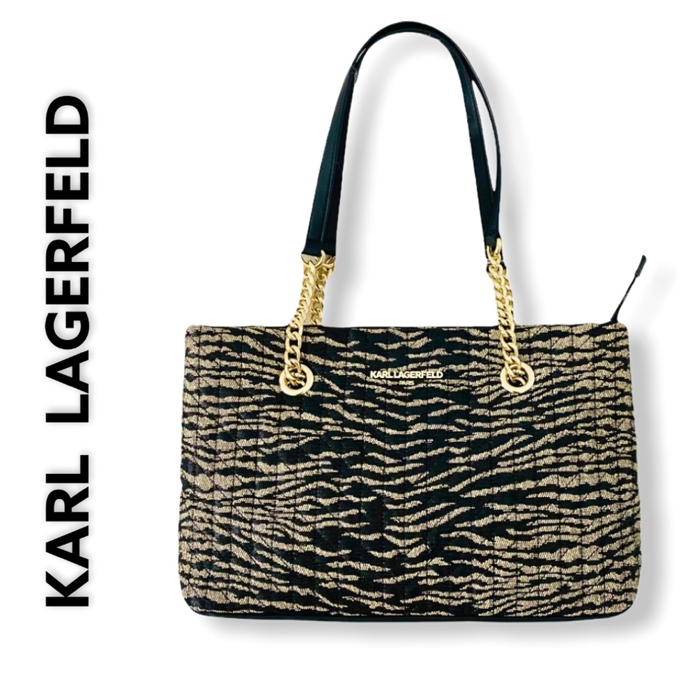 KARL LAGERFELD  PARIS Black Zebra Print Tote